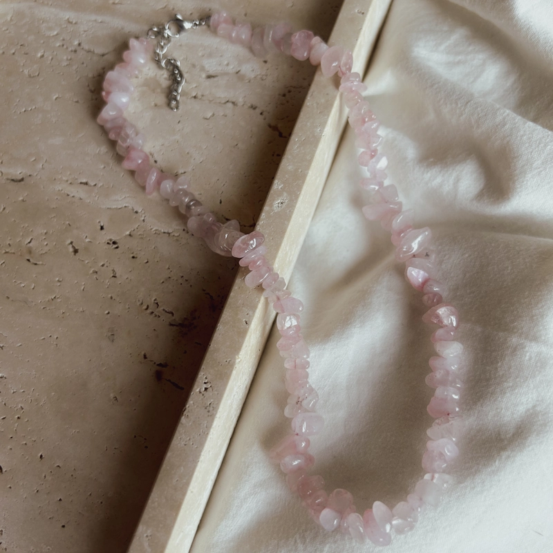 collana Chips Nic - Quarzo Rosa